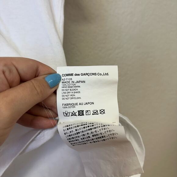 Comme Des Garcobs PLAY Red Heart Tee In White Size Medium - Picture 6 of 7